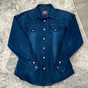 Vintage Jean Shirt, lotus, Made in Italy, Size L, Perfect condition
